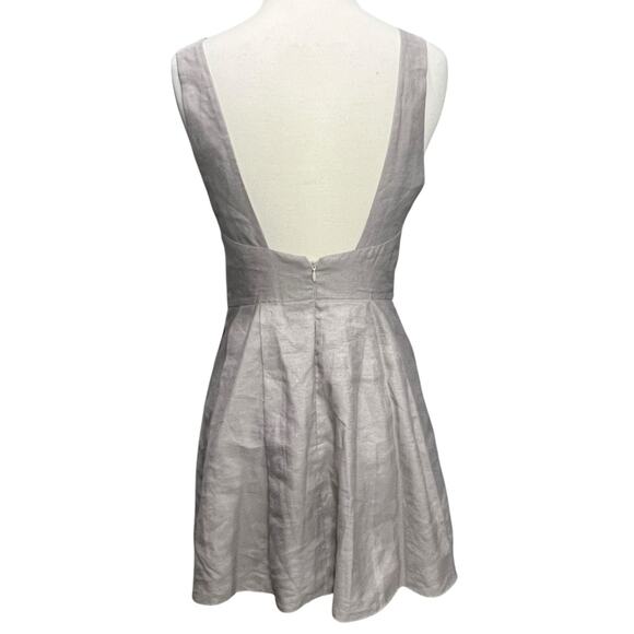 BCBGeneration Mini Dress 2 Light Gray Metallic Studded Pockets Fit Flare HOCO - Picture 6 of 16